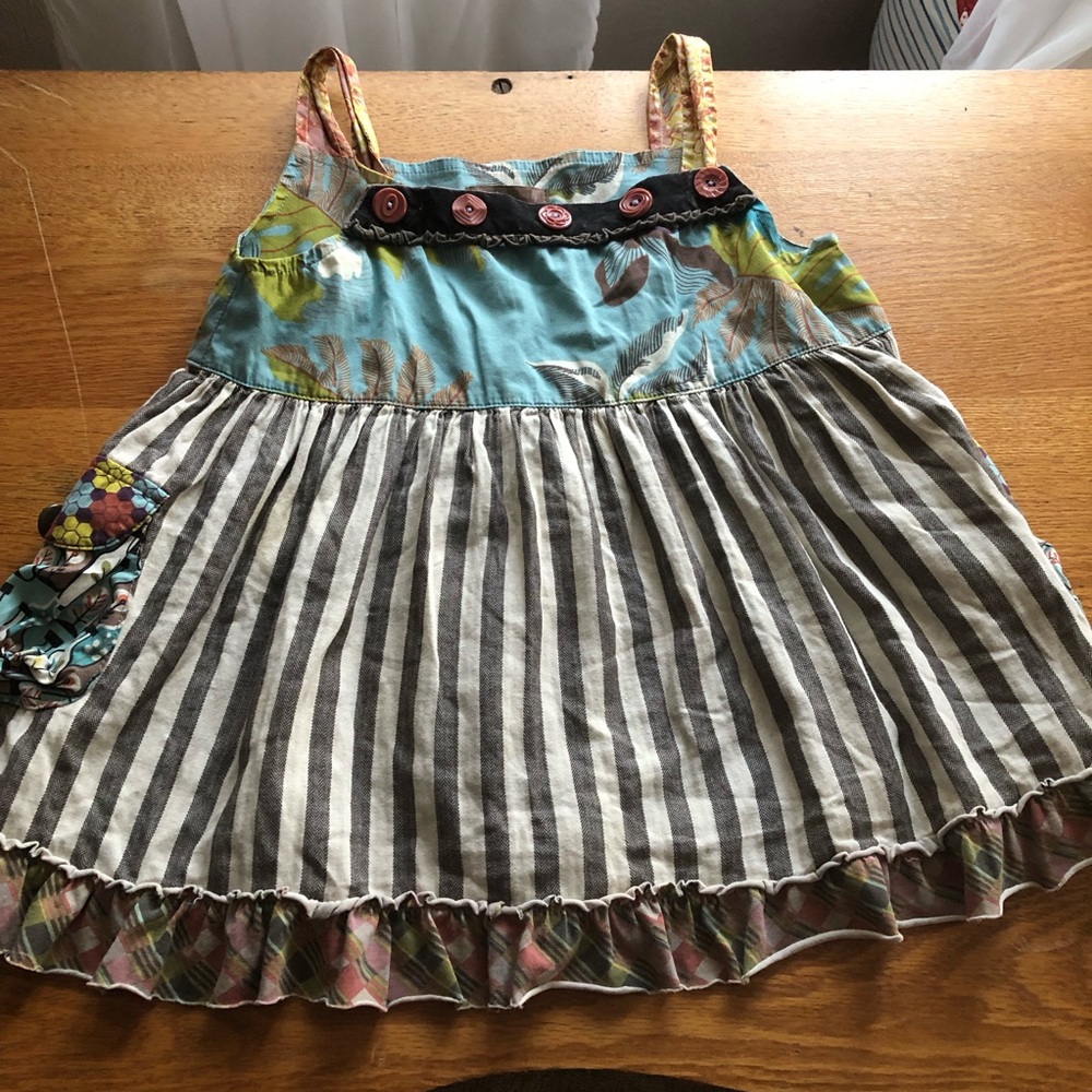 Matilda Jane Knot Dress tunic apron size 6 stripe you and me collection